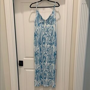 Blue and White Marble Print Dress NWOT